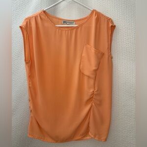Burberry London Peach Sleeveless Pocket Blouse Top Women’s Medium Designer